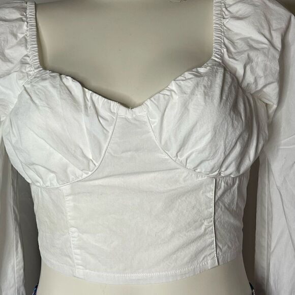 Cotton On puffy sleeve white cropped blouse size M (read description) - Picture 7 of 7